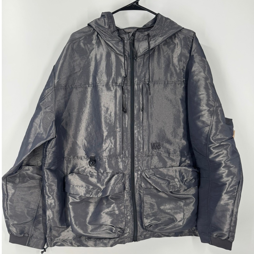 Vans MTE Spectrum Hooded Windbreaker Jacket Mens‎ Size XL Black Iridescent